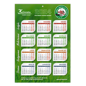 LĮ „Kriventa“ kalendorius, A4 formatas, 2024 m.