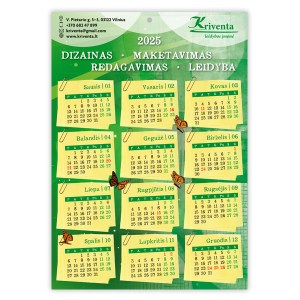 LĮ „Kriventa“ kalendorius, A4 formatas, 2025 m.