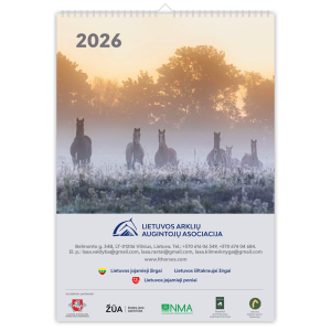 Lietuvos arklių augintojų asociacijos kalendorius, A3 formatas, 2026 m.