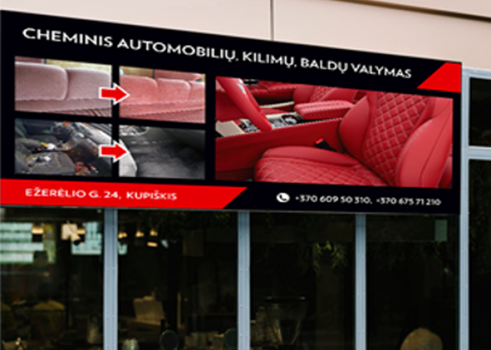 Automobilių valymo paslaugų įmonės iškaba