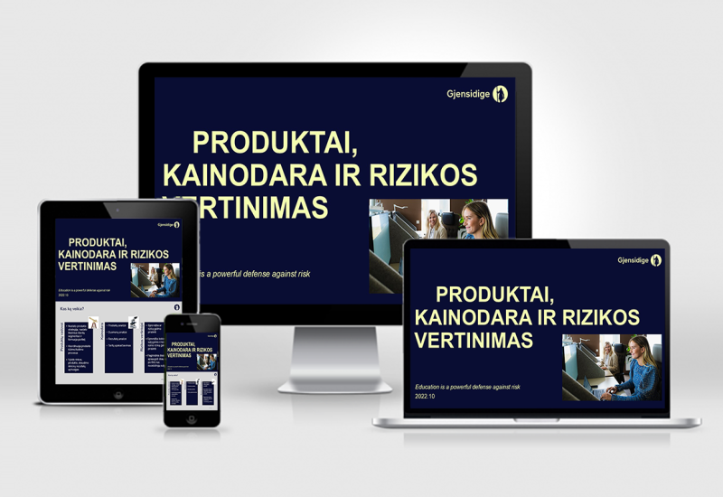 PPTX skaidrės „Gjensidige“, „Produktai, kainodara ir rizikos vertinimas“