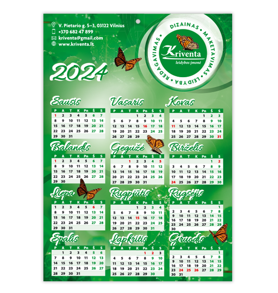 Kriventa kalendorius A4 2024