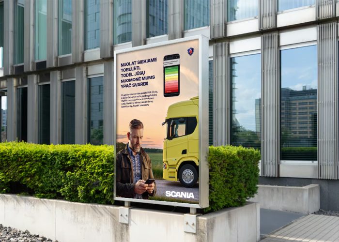 UAB „Scania Lietuva“, plakatas „Nuolat siekiame tobulėti, todėl jūsų nuomonė mums ypač svarbi!“