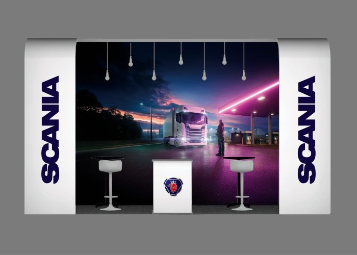 „Scania“ parodos sienelių apipavidalinimas