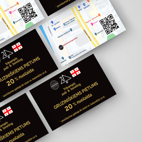 Trikampis "bup and bowling" nuolaidų kortelė